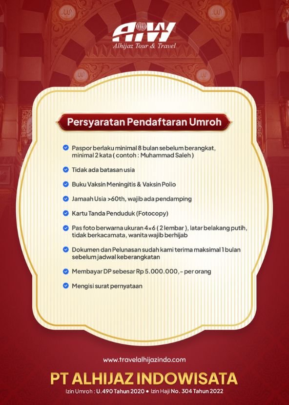 Persyaratan pendaftaran umroh Alhijaz Indowisata