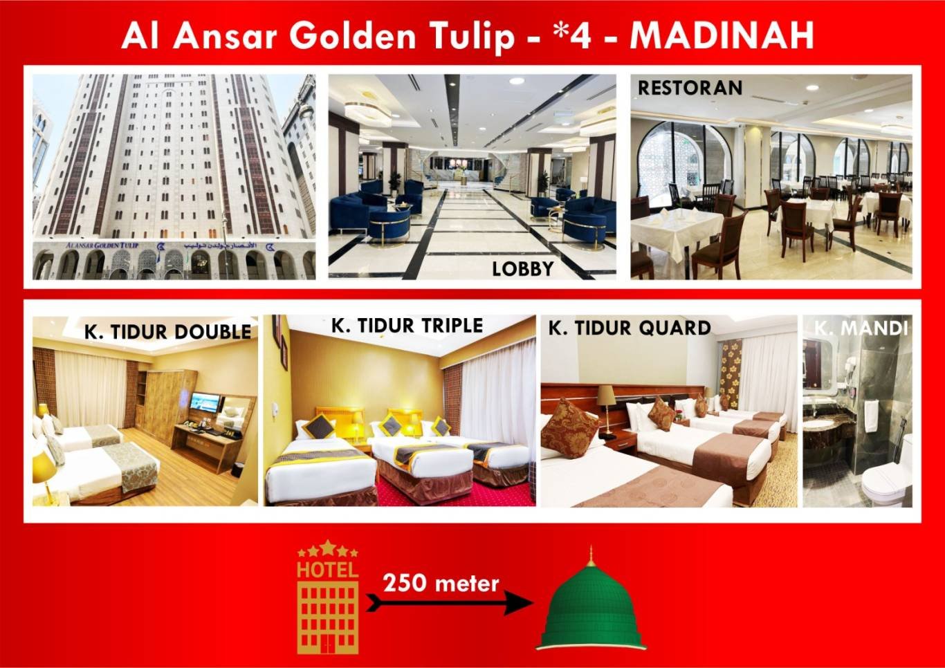 Al Anshar Golden Tulip Madinah, hotel di Madinah untuk paket umroh privat Alhijaz Indowisata