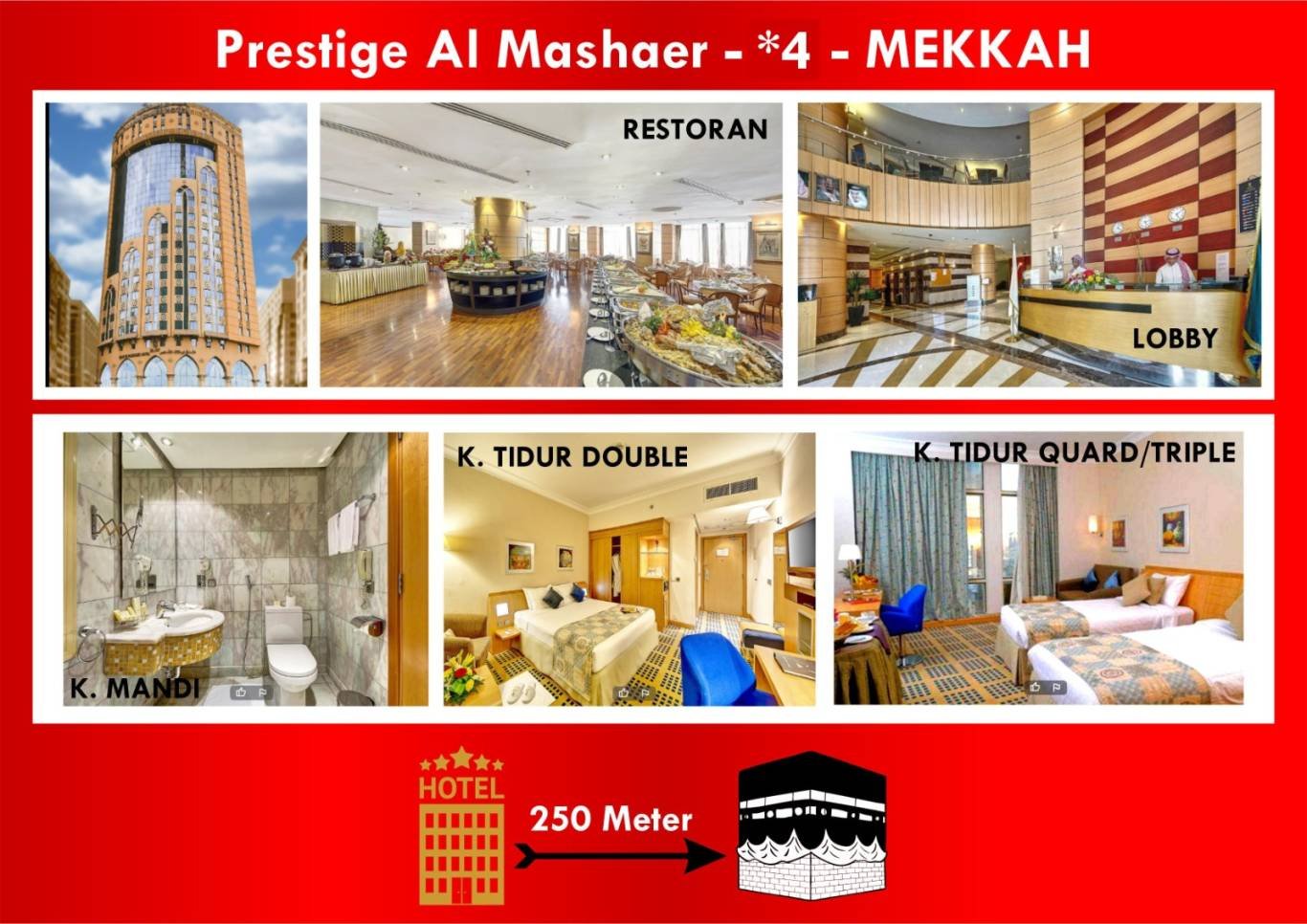 Hotel Prestige Mekkah, akomodasi di Makkah untuk paket umroh privat Alhijaz Indowisata
